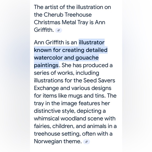 Vintage Cherub Treehouse Christmas Metal Tray Judith Ann Griffith print 90s - Picture 16 of 16